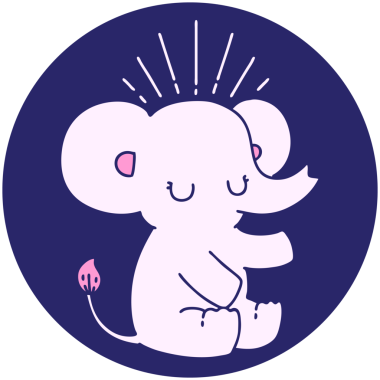 Parlak neon renkli şirin bir fil dövmesi ikonu