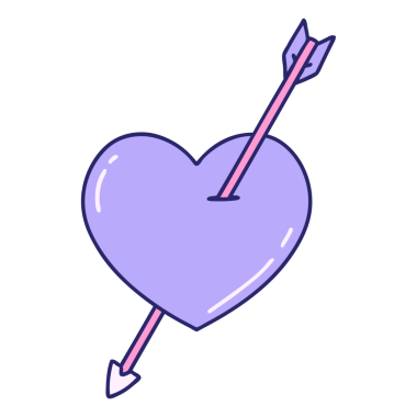 Parlak neon renkli ok ve kalbin ikonik dövme görüntüsü