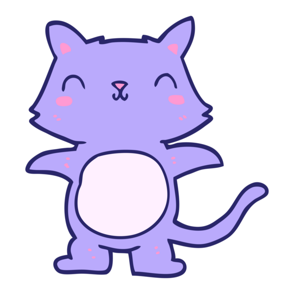 parlak neon renkli çizgi film kedisi