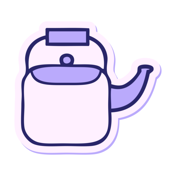 Güzel bir çizgi film çıkartması parlak neon renkli çaydanlık.