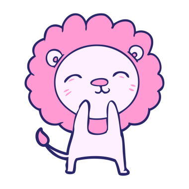 parlak neon renkli çizgi film aslanı