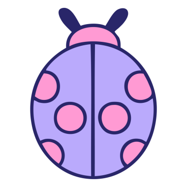 Parlak neon renkli bir uğur böceği karikatürü.