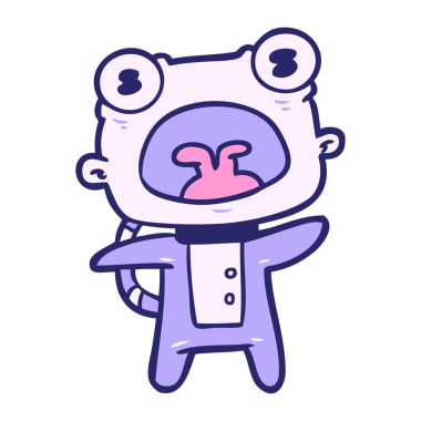 çizgi film garip uzaylı parlak neon rengi ile iletişim kuruyor