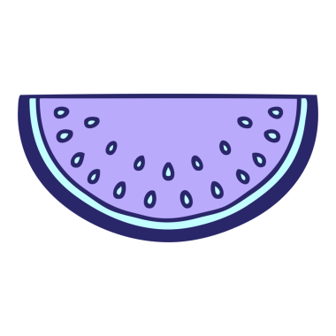 Parlak neon rengi karpuz çizilmiş el çizimi.