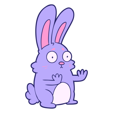 çizgi film parlak neon renkli, korkmuş tavşan.