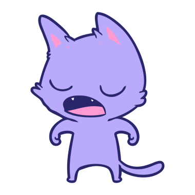 parlak neon renkli konuşan kedi çizgi filmi