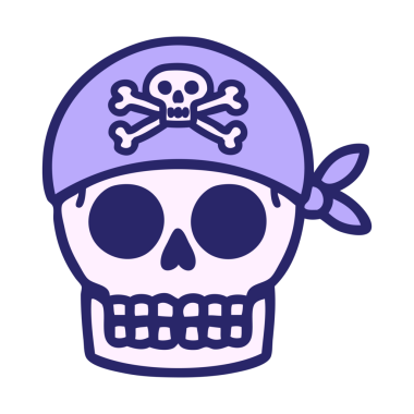 Parlak neon renkli korsan kafatası simgesi