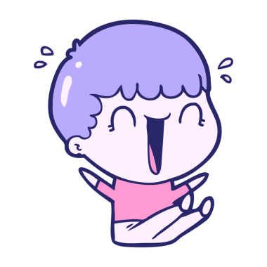 Parlak neon renkli gülen çizgi film adamı.