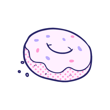 parlak neon rengi serpiştirilmiş çizgi film donutu