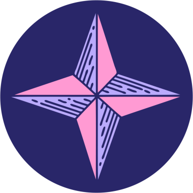 Parlak neon renkli bir yıldızın ikonik dövme şekli