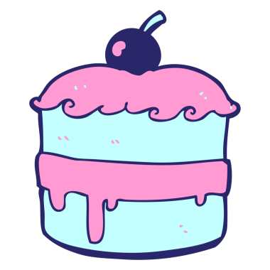 parlak neon renkli çizgi film pastası