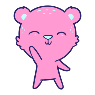 Parlak neon renkli mutlu çizgi film ayısı