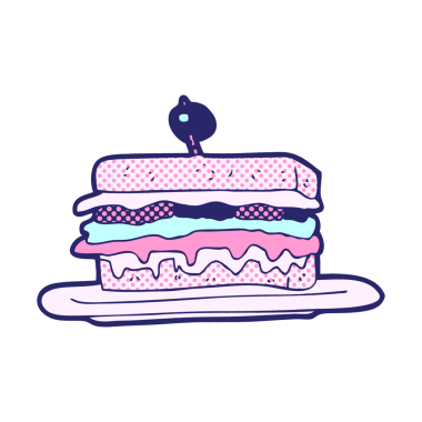 parlak neon renkli çizgi film sandviçi