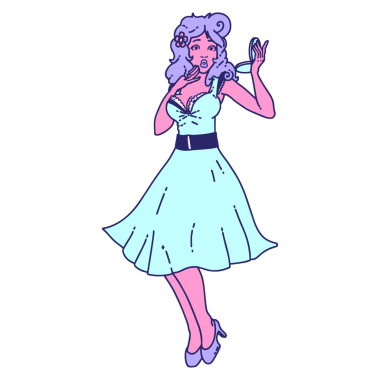 Geleneksel bir poster tarzı dövme. Parlak neon renkli kızı şaşırttı.