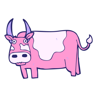 parlak neon renkli çizgi film boğası