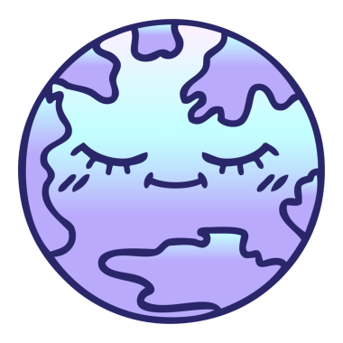 Parlak neon renkli bir gezegenin gölgelenmiş karikatürü