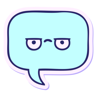 Parlak neon renkli şirin bir çizgi film konuşma balonunun çıkartması