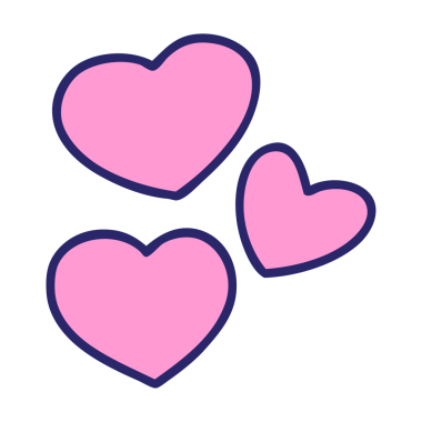 Parlak neon renkli aşk kalpleri serisi.