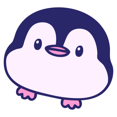 parlak neon renkli şirin bir noel pengueni çizgi filmi