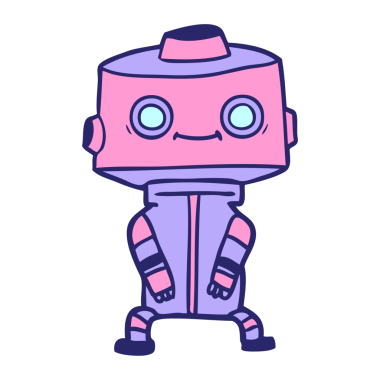 parlak neon renkli çizgi film robotu