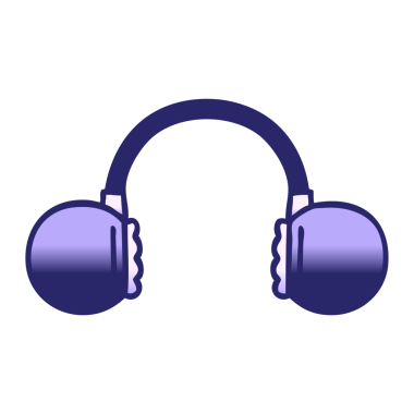 Parlak neon renkli eski bir kulaklığın gradyan gölgeli çizgi filmi