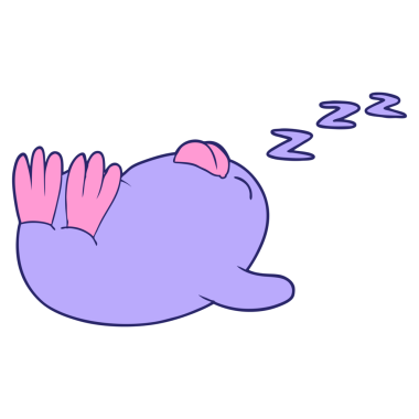 parlak neon renkli uyuyan penguen çizgi filmi