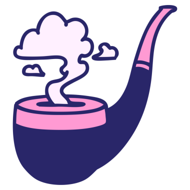 Geleneksel sigara içen piposunun parlak neon rengi dövmesi.