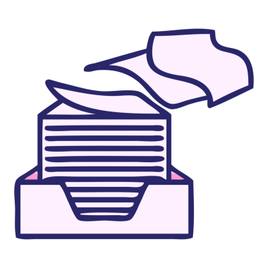 Yığılmış kağıdın parlak neon renkli gölgelendirilmiş karikatürü