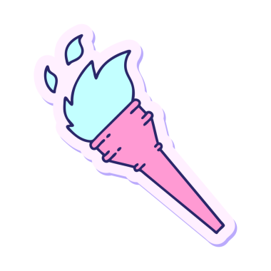 Parlak neon renkli bir meşalenin geleneksel stiliyle dövme çıkartması