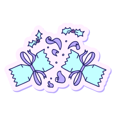 Garip bir el çizimi çıkartması parlak neon renkli kraker patlattı