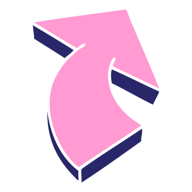 Parlak neon renginde el çizimi tuhaf çizgi film oku