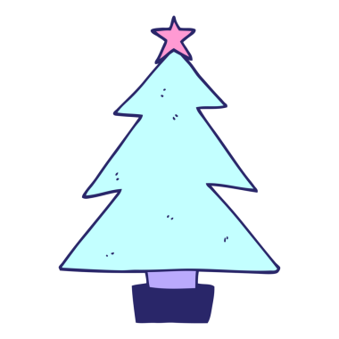 parlak neon renkli çizgi film noel ağacı