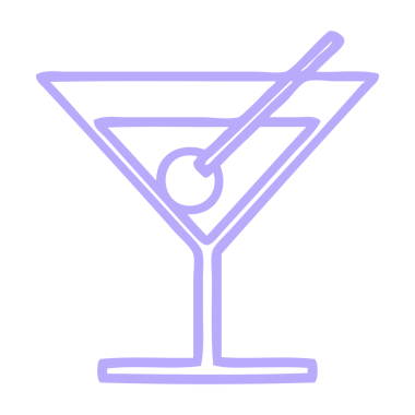 Parlak neon renkli süslü bir kokteyl ikonunun çizgi çizimi