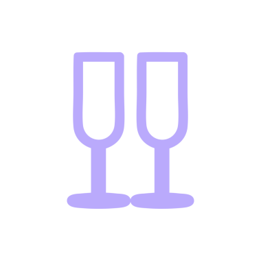 Şampanya bardaklarının parlak neon renkli simgesi