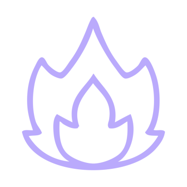 Parlak neon renkli bir ateş simgesinin çizgi çizimi