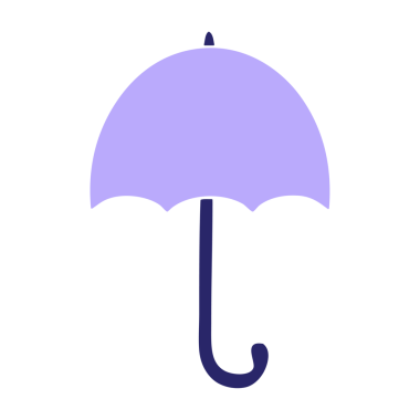 parlak neon renkli bir açık şemsiye simgesinin çizgi çizimi