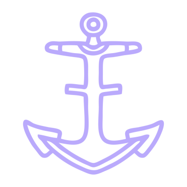 parlak neon renkli bir çapa simgesinin siyah çizgi biçimi