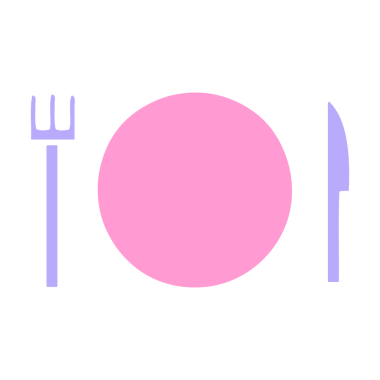 Parlak neon rengi tabak ve çatal bıçak sembolü