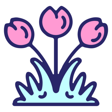 Parlak neon rengi basit lale çiçeği tasarımı