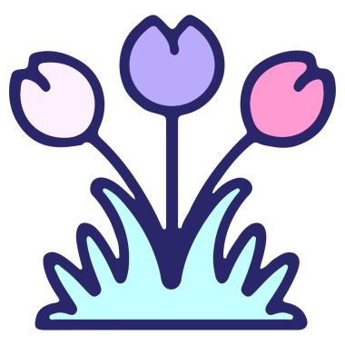 Parlak neon rengi basit lale çiçeği tasarımı