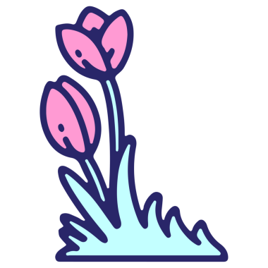 Parlak neon rengi basit lale çiçeği tasarımı