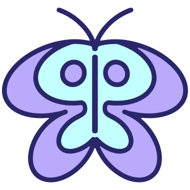 Parlak neon renkli basit bir kelebek