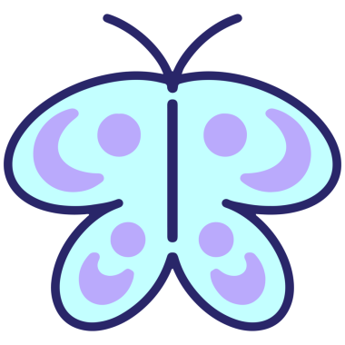 Parlak neon renkli basit bir kelebek