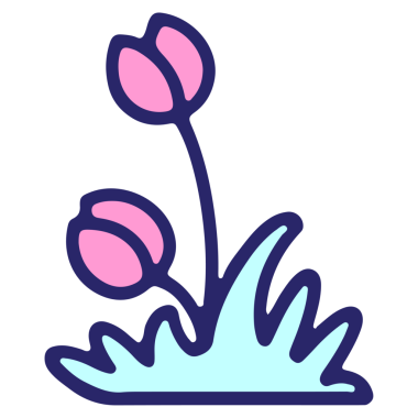 Parlak neon rengi basit lale çiçeği tasarımı