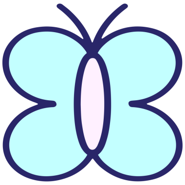 Parlak neon renkli basit bir kelebek