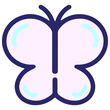 Parlak neon renkli basit bir kelebek