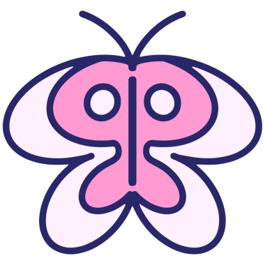 Parlak neon renkli basit bir kelebek