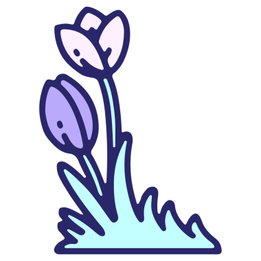 Parlak neon rengi basit lale çiçeği tasarımı