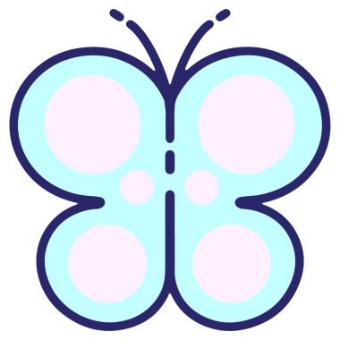 Parlak neon renkli basit bir kelebek