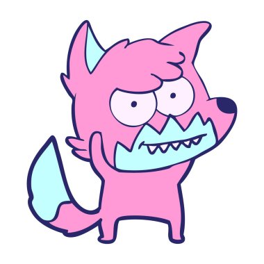 parlak neon rengi içinde sırıtan tilki çizgi filmi